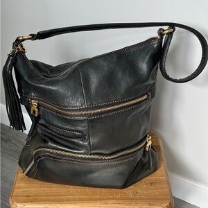 Beautiful Black Leather Hobo International Bag